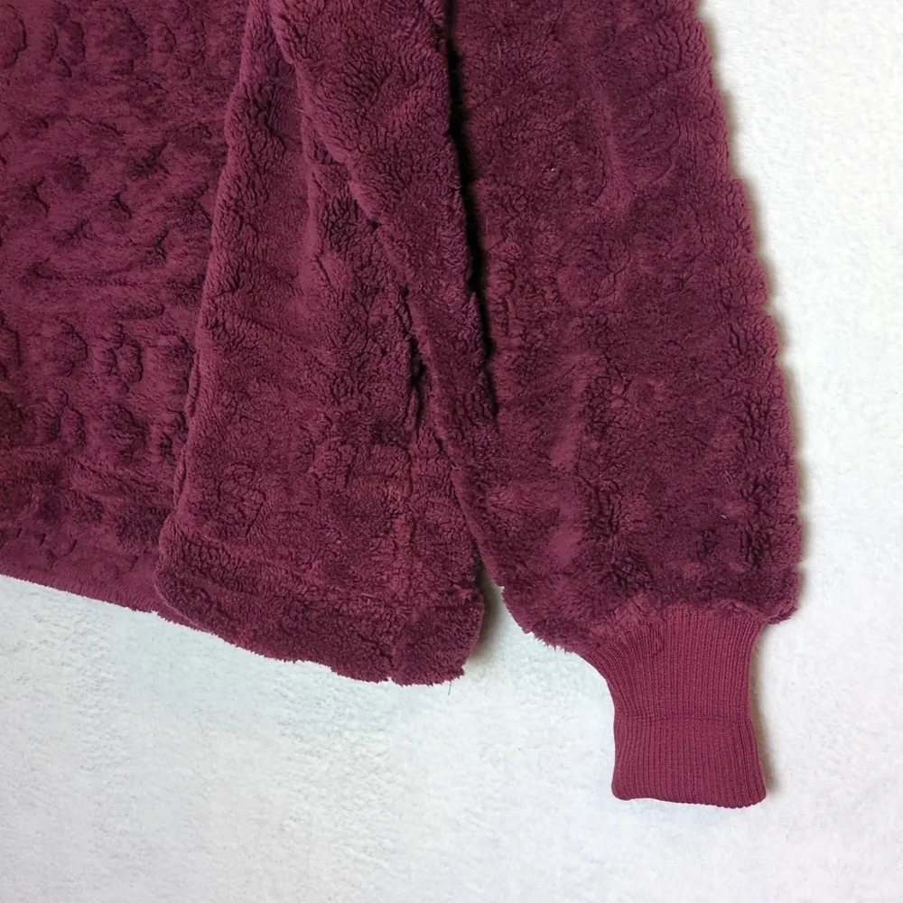 Free People Womens Purple Plush‎ Crewneck Oversized Sweatshirt Size XS